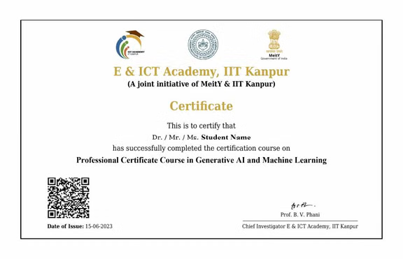 IIT Kanpur - Professional Certificate Course in Generative AI and Machine Learning